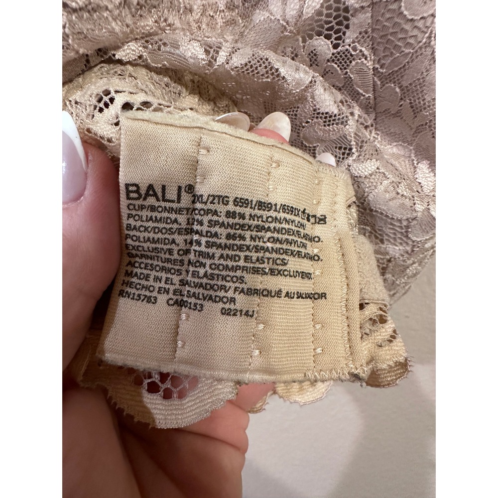 Bali Lace Desire Comfort Wire‎ Free Bra XL/XLG Beige Floral - Picture 3 of 4
